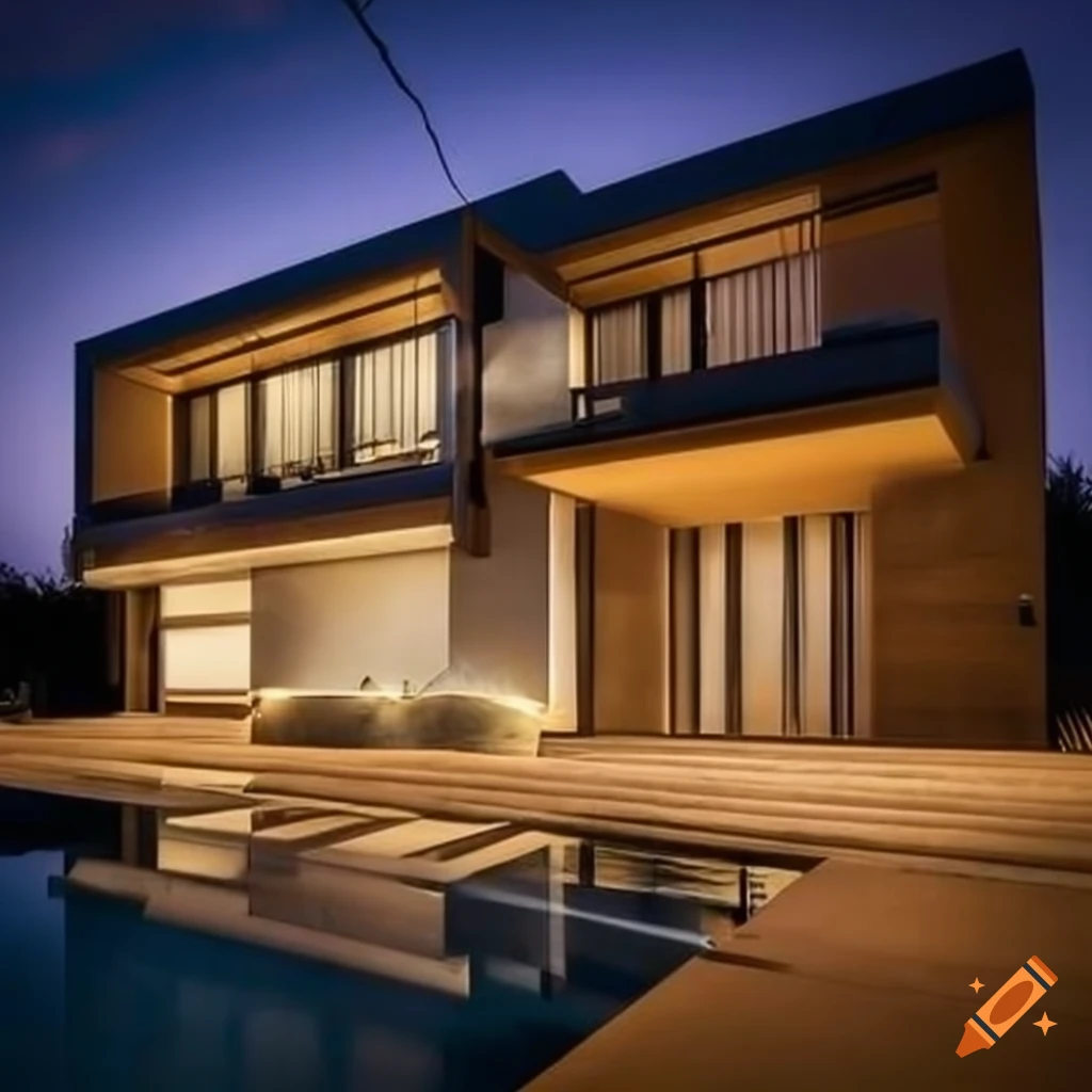 نمونه نورپردازی نقطه‌ای در حیاط ویلا با لامپ LED جهت‌دار