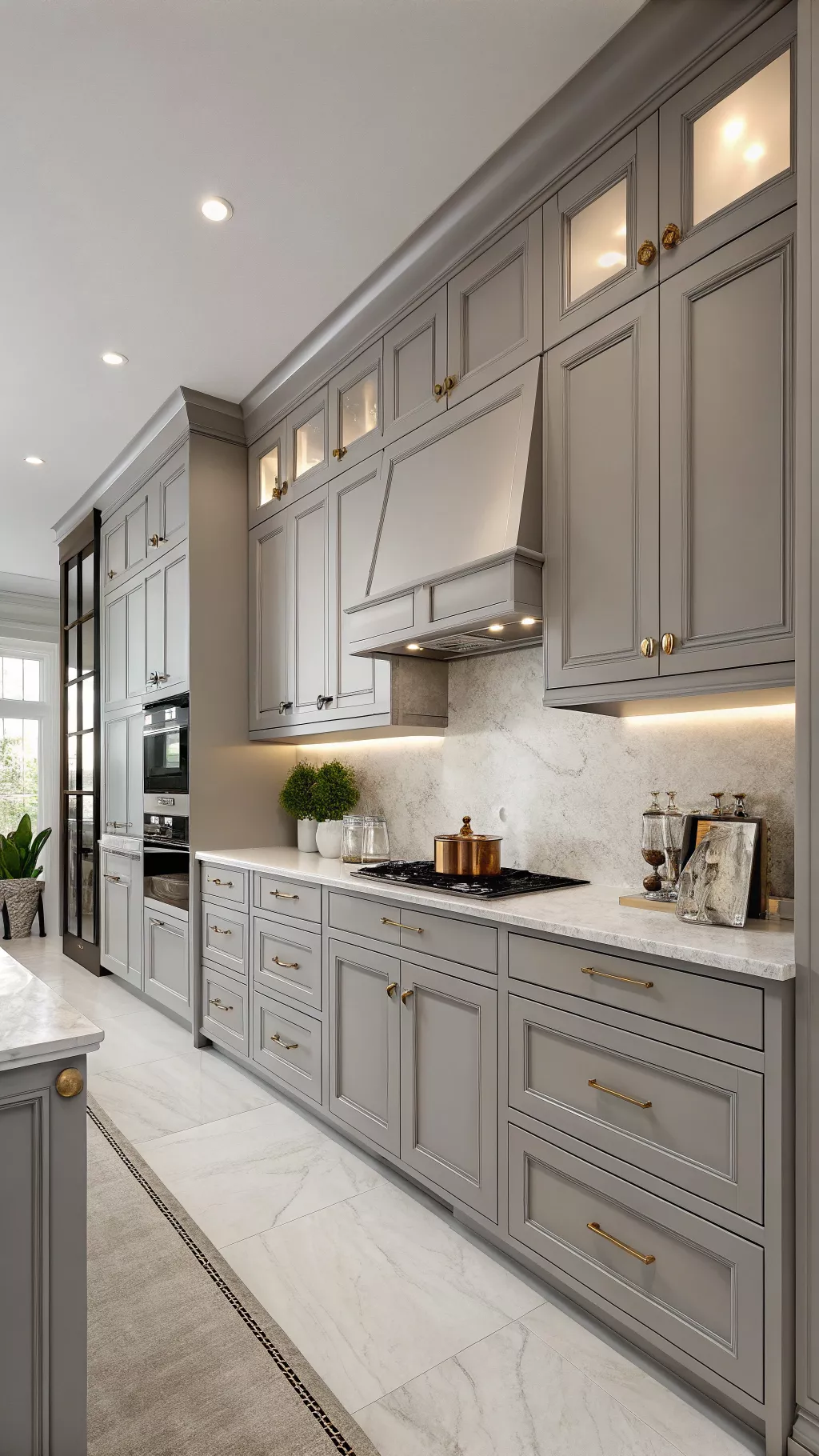 کابینت آشپزخانه مدرن نصب شده با نورپردازی LED و جزئیات دقیق