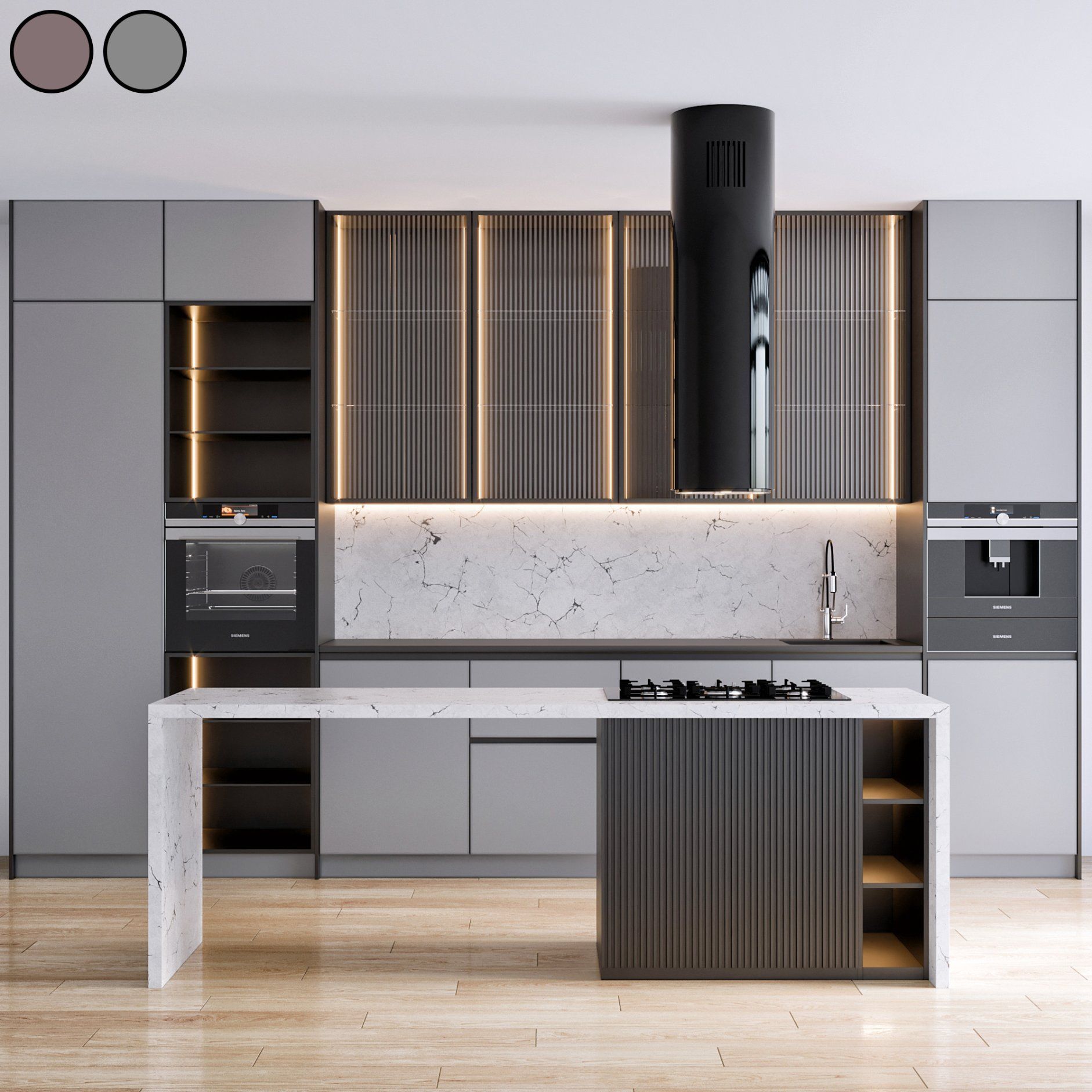 کابینت PVC سفارشی با رنگ‌های متنوع در آشپزخانه مدرن