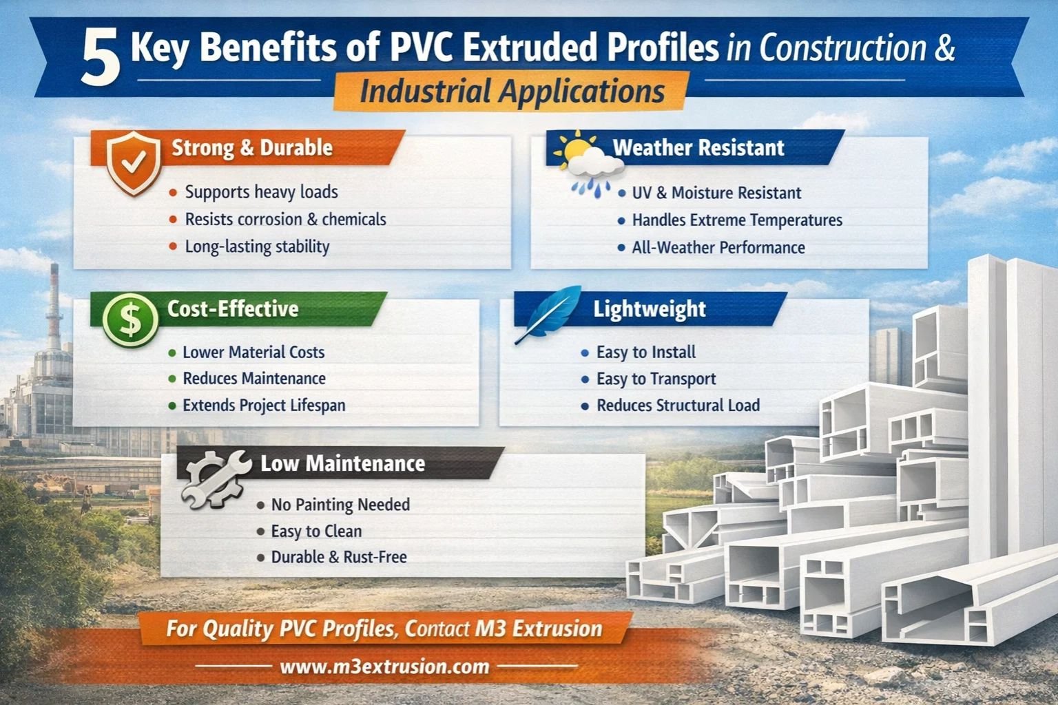 پروفیلهای PVC استخراجشده برای کاربردهای صنعتی